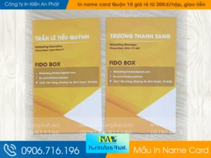 Xưởng in name card Quận 10 giá rẻ từ 20.000đ/hộp, giao liền